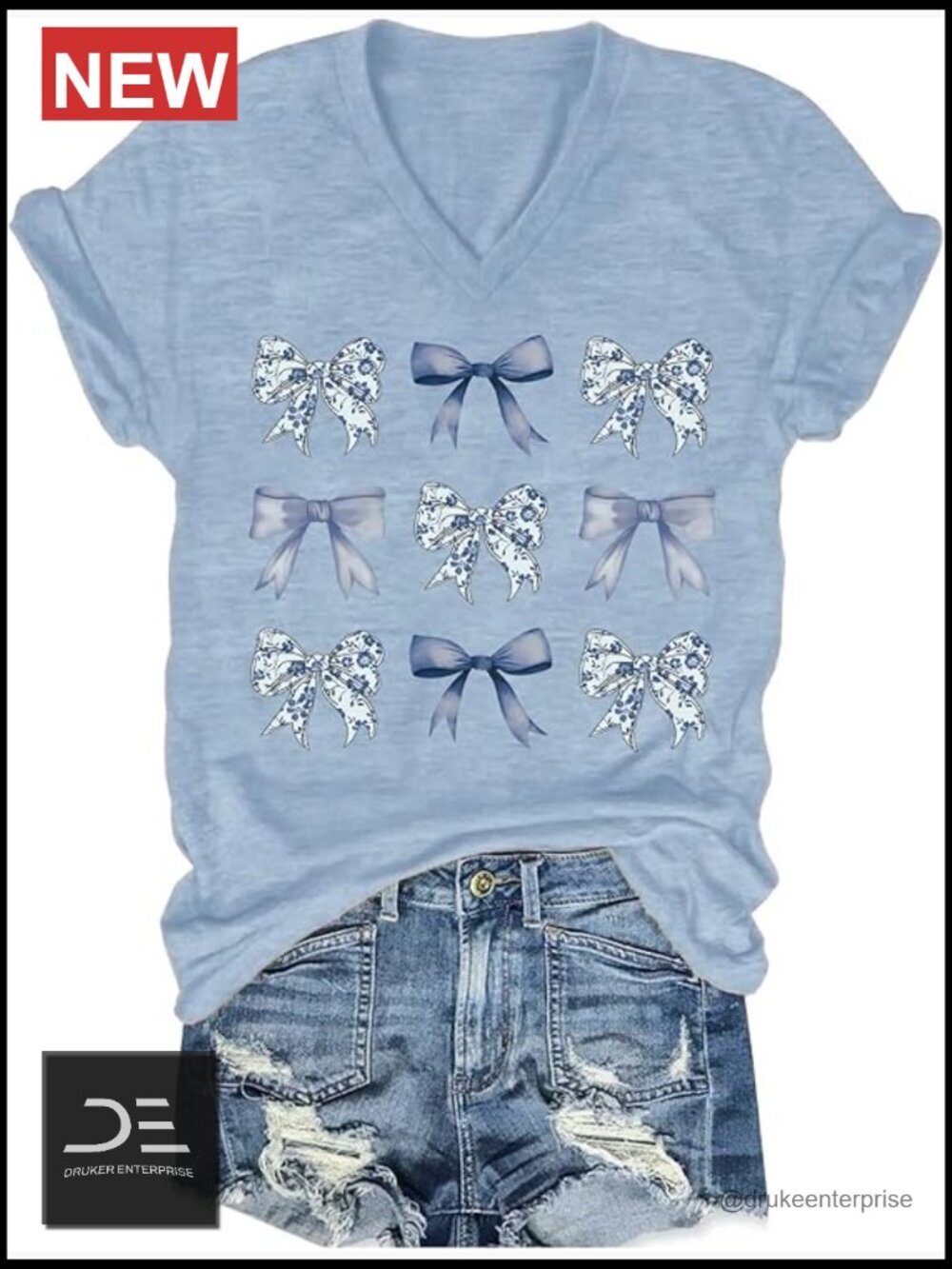 Boho Floral Graphic Cut Out V Neck T-Shirt Short Sleeve Tee